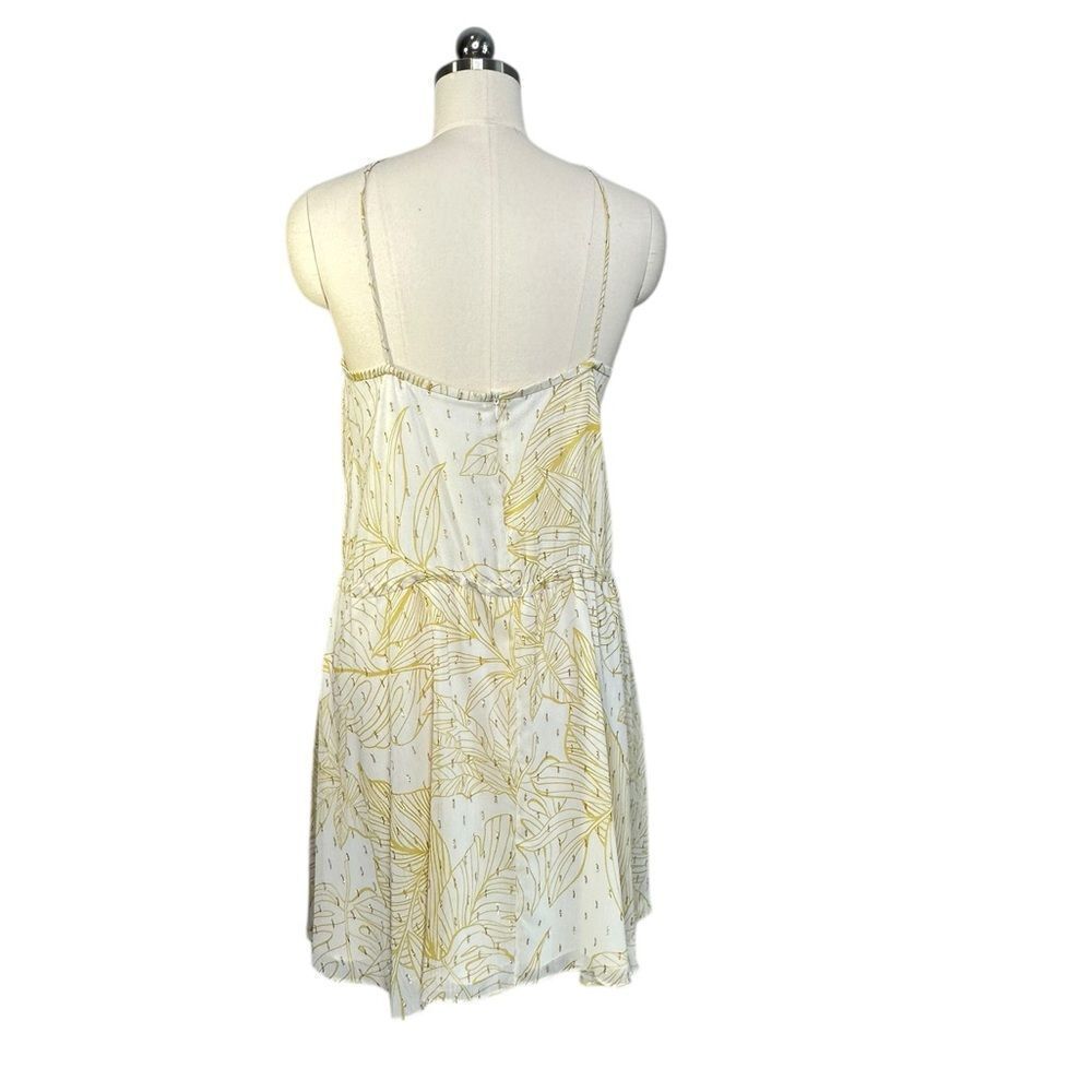 Alexis Yellow and White Metallic Hugo Halter Ruffle Mini Dress| Size M - Picture 5 of 13
